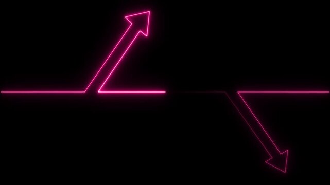 red   Glowing Neon arow Home Icon Animation &ndash; House Symbol Sign Seamless on Black Background, 4k video