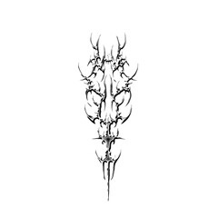 neo tribal cyber sigilism chrome symmetrical pattern isolation on transparent background for streetwear print, tattoo and gothic element