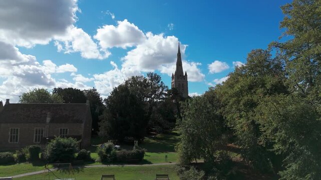 The spire of Oakham parish church, built during the 14th century, dominates distant views of the town for several miles in all directions