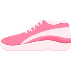 Pink and White Canvas Sneaker With Laces On A Transparent Background For Sportswear And Casual Wear