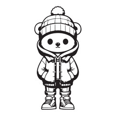 Streetwear Animal Character &ndash; Black and White Minimal Mascot Vector