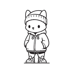 Streetwear Animal Character – Black and White Minimal Mascot Vector