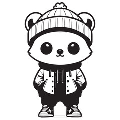Streetwear Animal Character – Black and White Minimal Mascot Vector