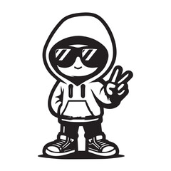 Streetwear Animal Character – Black and White Minimal Mascot Vector