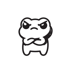 Kawaii Frog – Black and White Streetwear Vector Illustration