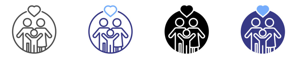 family icon set multiple style