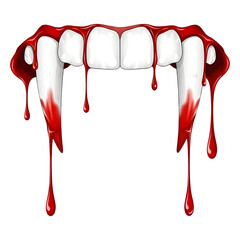 Vampire Teeth with Blood Drips on Black Background