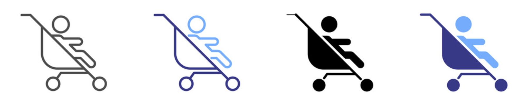 child and stroller icon set multiple style
