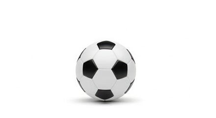 A classic black and white soccer ball is shown in a studio shot isolated on white background