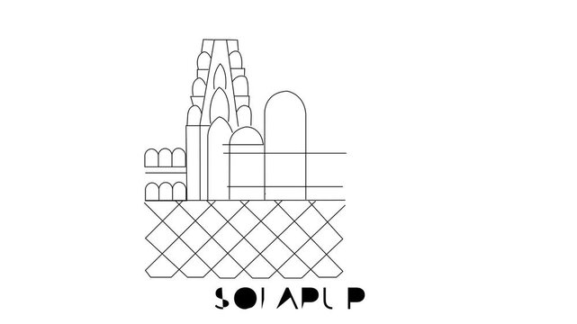 Animation Of Solapur City Line Draw Simple Minimalist