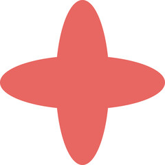 A Simple Coral Pink Abstract Four Petal Star Shape Isolated on White Background with a Transparent Layer Minimalist Graphic Element