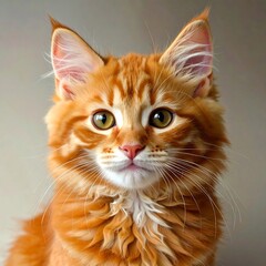 Headshot of a ginger cat with long, fluffy fur and alert eyes