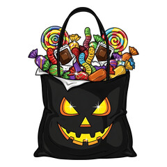 Halloween Candy Bag with Face Illustration