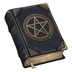 Ancient spell book with pentagram symbol