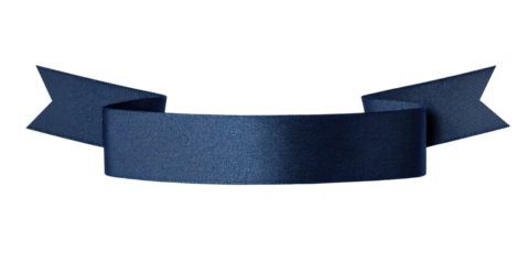 blank dark blue ribbon banner for christmas present decoration isolated on white or transparent png
