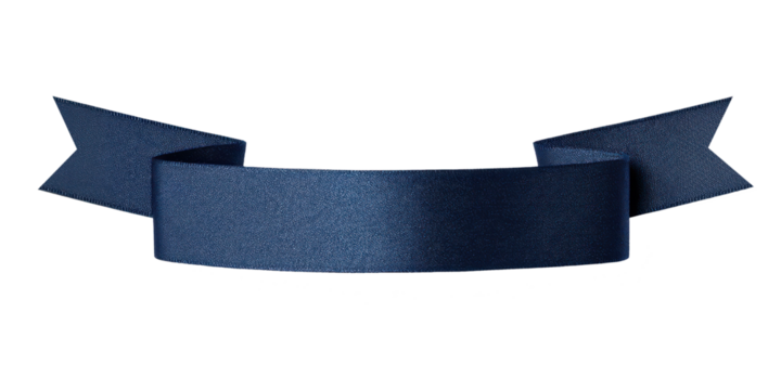 blank dark blue ribbon banner for christmas present decoration isolated on white or transparent png - Powered by Adobe