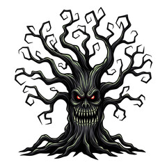 Scary Tree Monster with Glowing Eyes