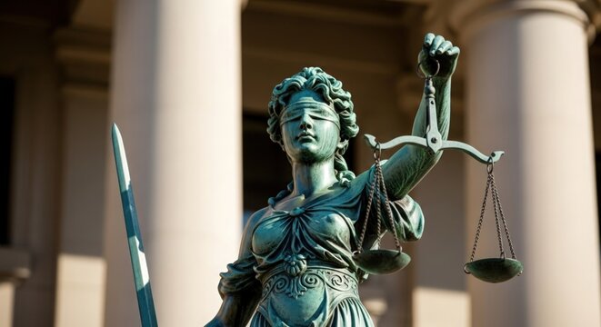 Bronze Statue of Justice outdoors &mdash; showcasing authority, judgment, and civic responsibility