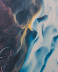 Aerial View Meandering Glacial Rivers