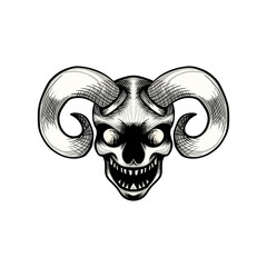 red horned skull head logo illustration