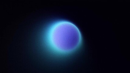 Abstract looping animated background, blue and violet gradient, glowing blurred round shape with noise texture on dark background - Powered by Adobe