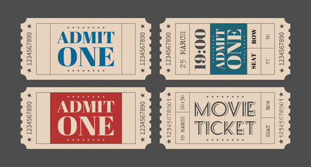 set of admit one tickets, vector