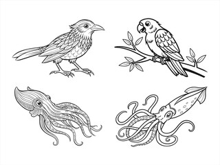 coloring page line art the animal black vector bundle