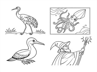 coloring page line art the animal black vector bundle