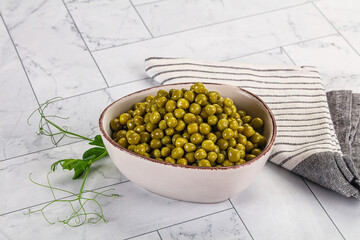 Cannes Fresh green peas in the bowl