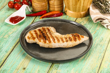 Grilled Turkey fillet breast served sauce