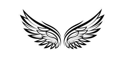 Fototapeta premium Elegant stylized wings vector illustration for tattoo design or abstract symbol usage