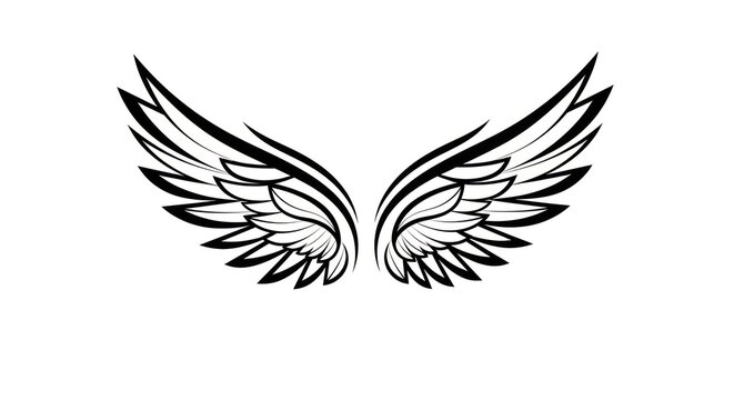 Elegant stylized wings vector illustration for tattoo design or abstract symbol usage