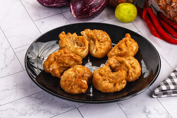Tibetian fried momo stuffed dumplings