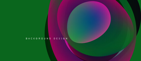 Abstract vibrant design features overlapping colorful circles. Green background provides contrast, text reads background design. Modern aesthetic.