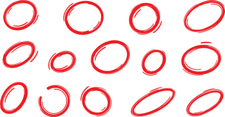Vector art of hand drawn red circles