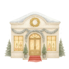 Cozy Winter Storefronts & Houses PNG