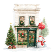 Cozy Winter Storefronts & Houses PNG