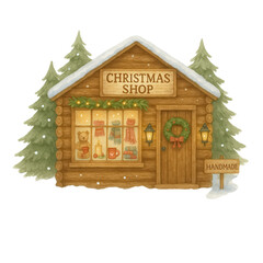 Cozy Winter Storefronts & Houses PNG