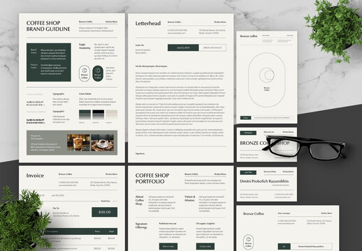 Green Black Coffee Shop Branding Pack