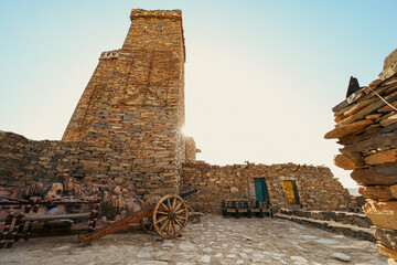 Al baha city ,Aseer Province , Saudi Arabia - September 12, 2022: beautiful historical stone building at Al Malad castle