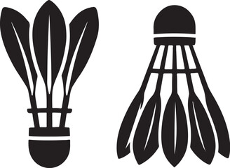 PrintTwo black silhouette badminton shuttlecocks on white background