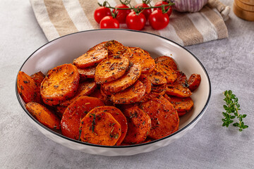 Tasty baked sweet potatoes with spices