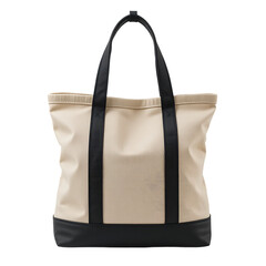 Tote bag with black straps isolated on transparent background