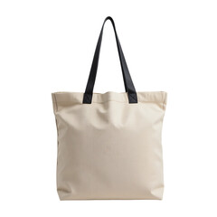 Tote bag with black straps isolated on transparent background
