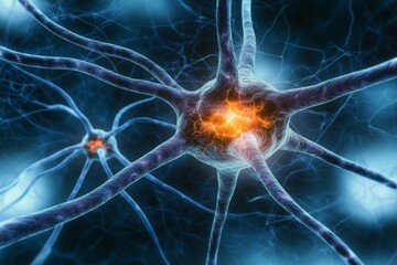 Intricate Neural Network Connections Displaying Intense Activity Related To Cognitive Communication