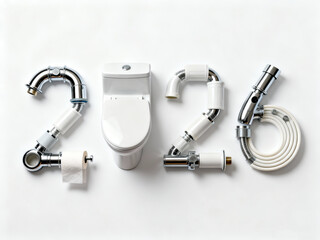 Sanitary Equipment Forming Number 2026 on White Background