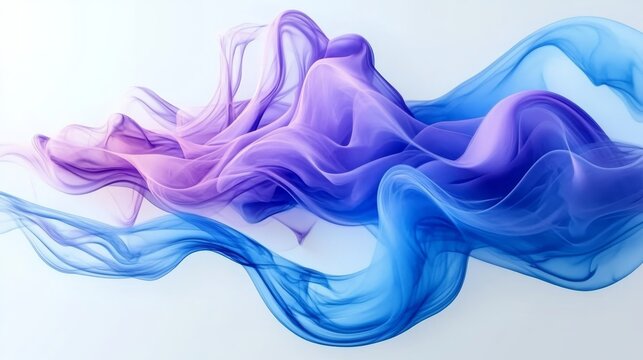 Elegant Swirling Abstract Silk Veils in Shades of Blue and Violet, Decorative Background Effect.