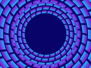 Abstract background with neon colorful spiral circle pattern forming a futuristic tunnel. This design creates a dynamic and modern 3D optical effect, suitable for technology, digital, data themes.