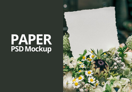 Floral Paper Mockup Design PSD