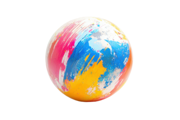 Beach ball colorful isolated on transparent background.